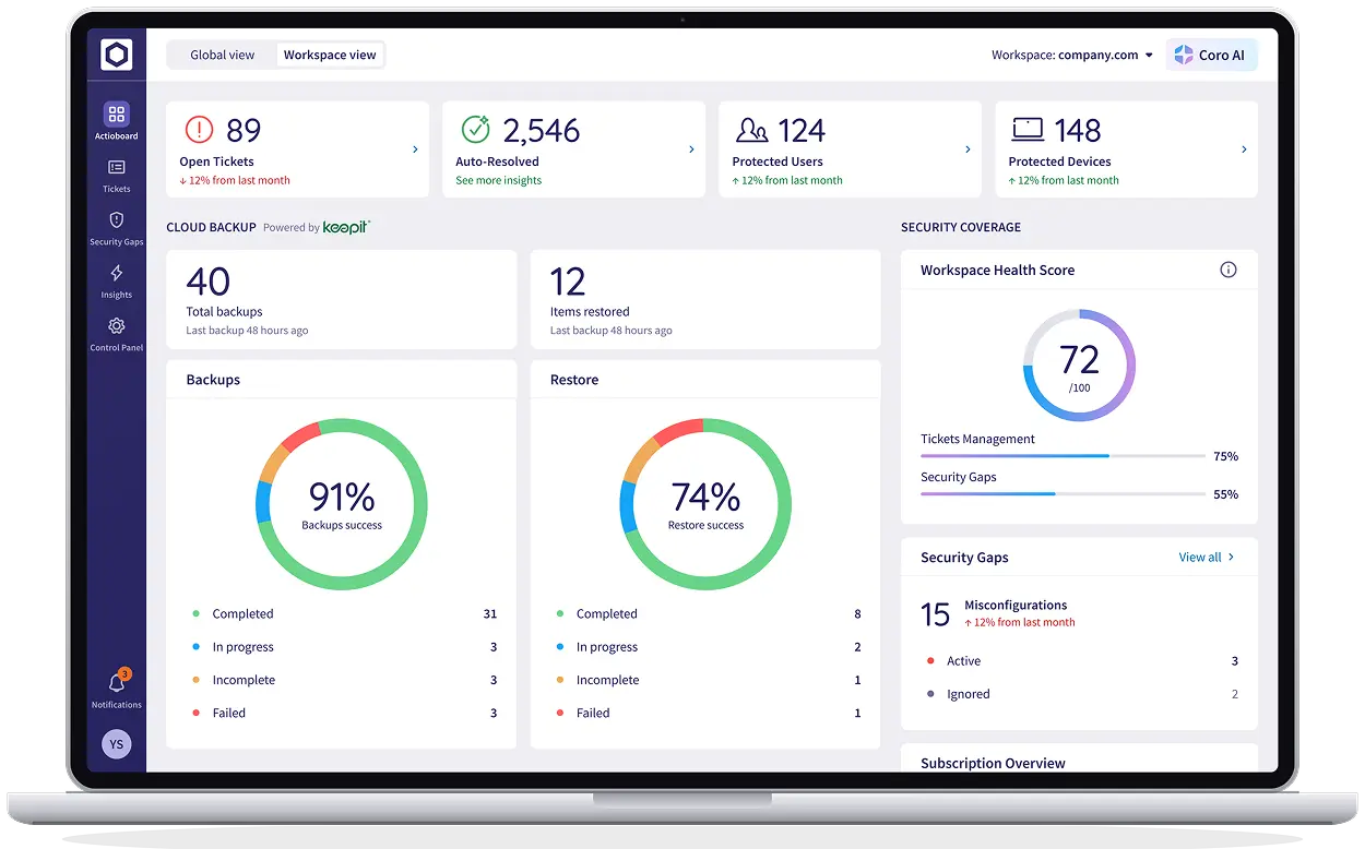 Cloud Backup interface preview